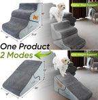 Dog Ramp for Bed Foldable 2 in 1 Stairs Foam Non Slip Pet Steps