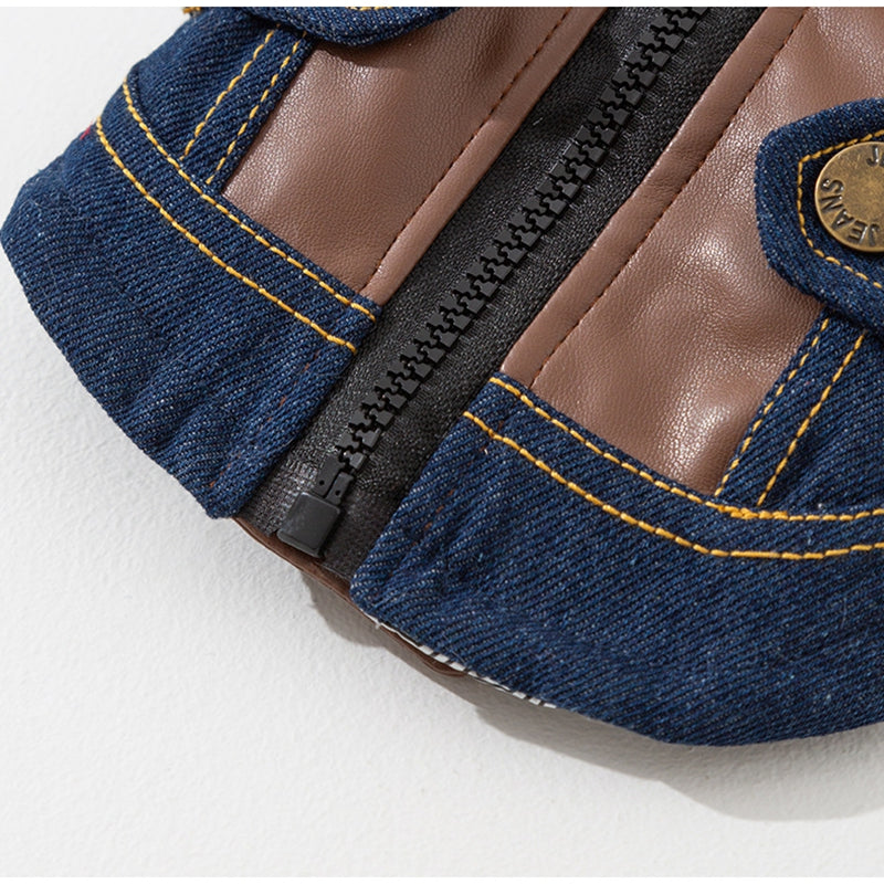 Cat Clothing For Autumn And Winter Warmth And Thickening, Small Dog Adult Kitten Winter Denim Two-legged Cotton Coat, Dog Pet Clothing