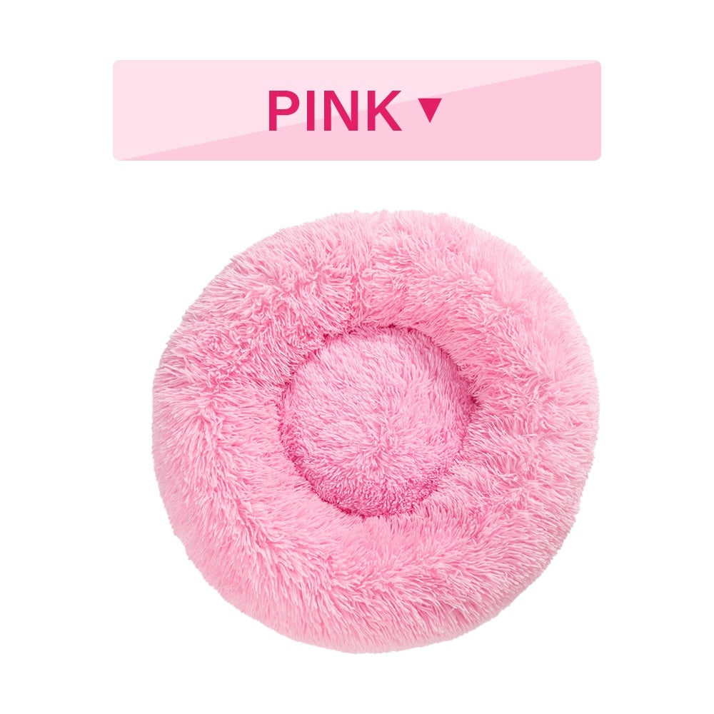 Fluffy Donut Calming Pet Bed — 16 Colors, Sizes S–XL
