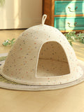 Cozy Rope Woven Cat Cave Bed with Handle