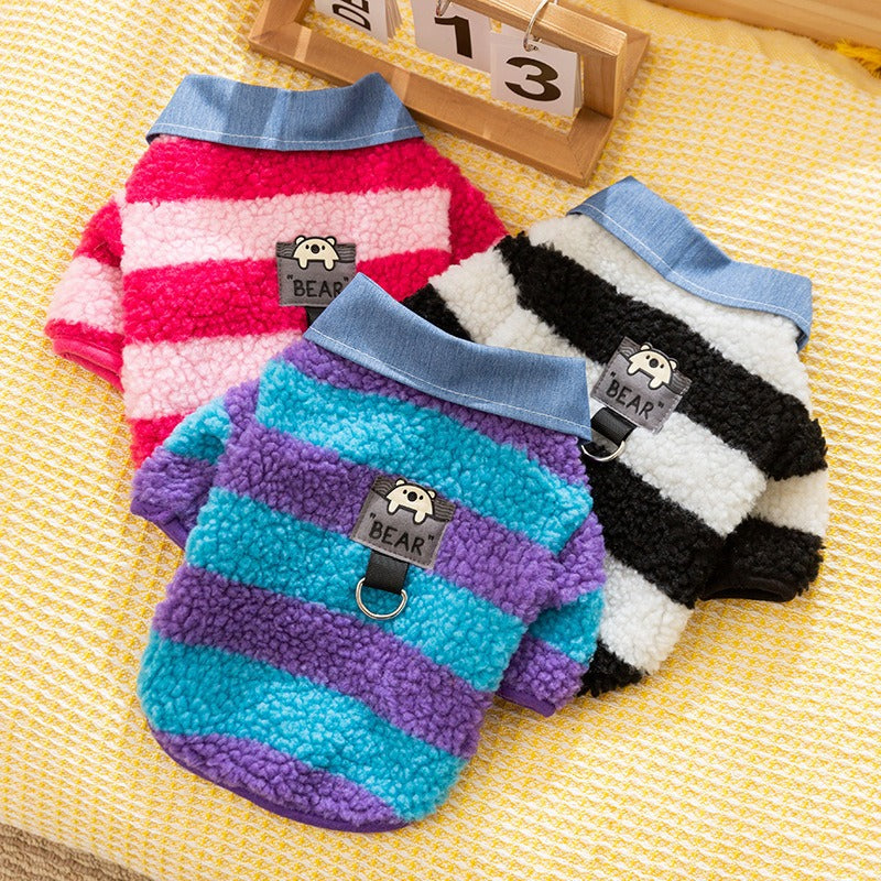 Leash Hole And Collar Winter Thick Warm Cozy Sweater For Small Medium Breeds, For Teddy Dachshunds Yorkies Cats