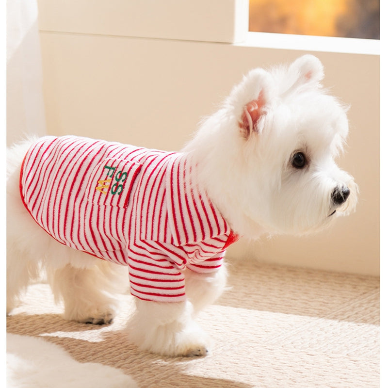 Autumn And Winter New Two-legged Warm Fleece Clothing For Pets, Small And Medium-sized Dogs, Dogs, Cats, Bichon Frises And Puppies, Striped Clothes