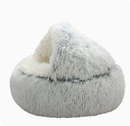 Semi-Enclosed Long Plush Pet Bed — 5 Colors, 4 Sizes