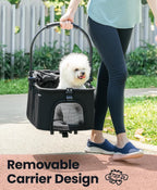 Pet Stroller 4 Wheel Dog Cat Foldable Removable Carrier 33lb Black