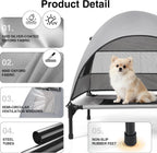 Elevated Outdoor Dog Bed with Canopy Cooling Pet Cot Camping Tent