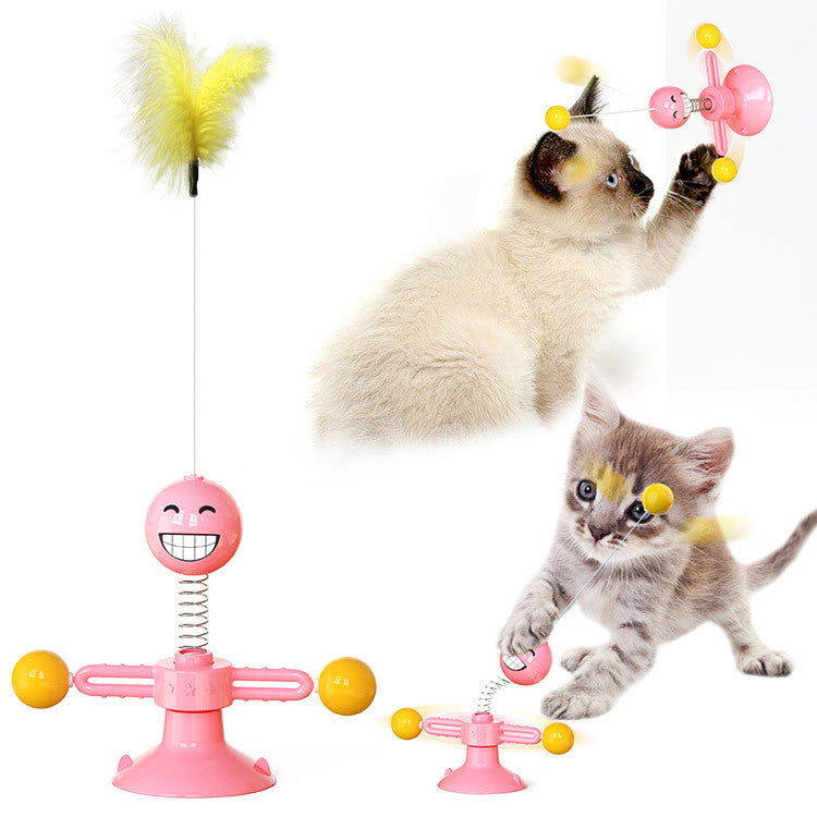 Cat Rotating Windmill Toy – Suction Cup Scratch & Teeth Grinding Toy | 19 Styles