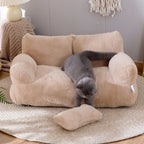 Luxury Plush Pet Sofa Bed with Pillow — 3 Colors, 4 Sizes