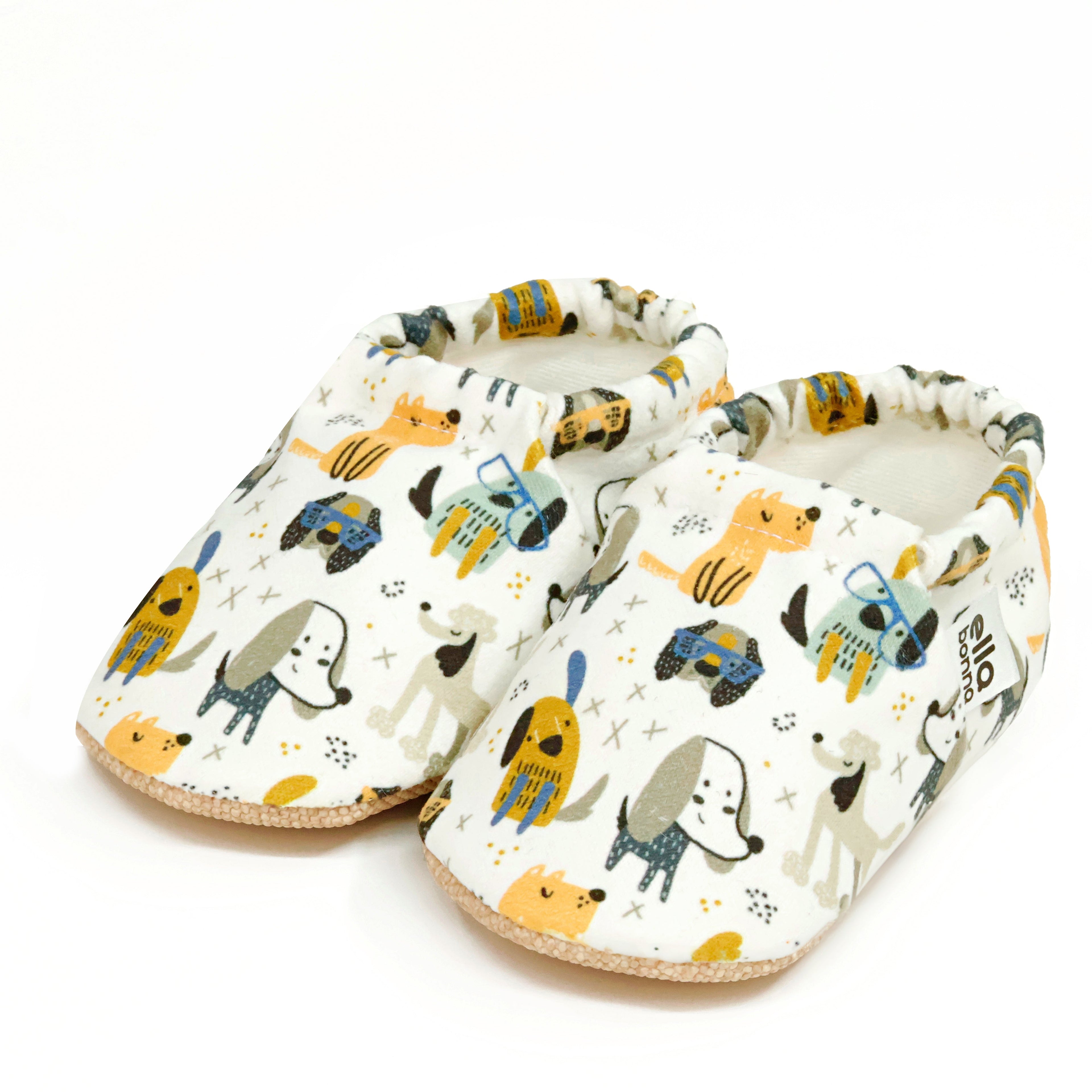 Ella Bonna Non-Slip Sole Dogs Patterned Baby Booties, Home Boot Slippers Nursery Shoes