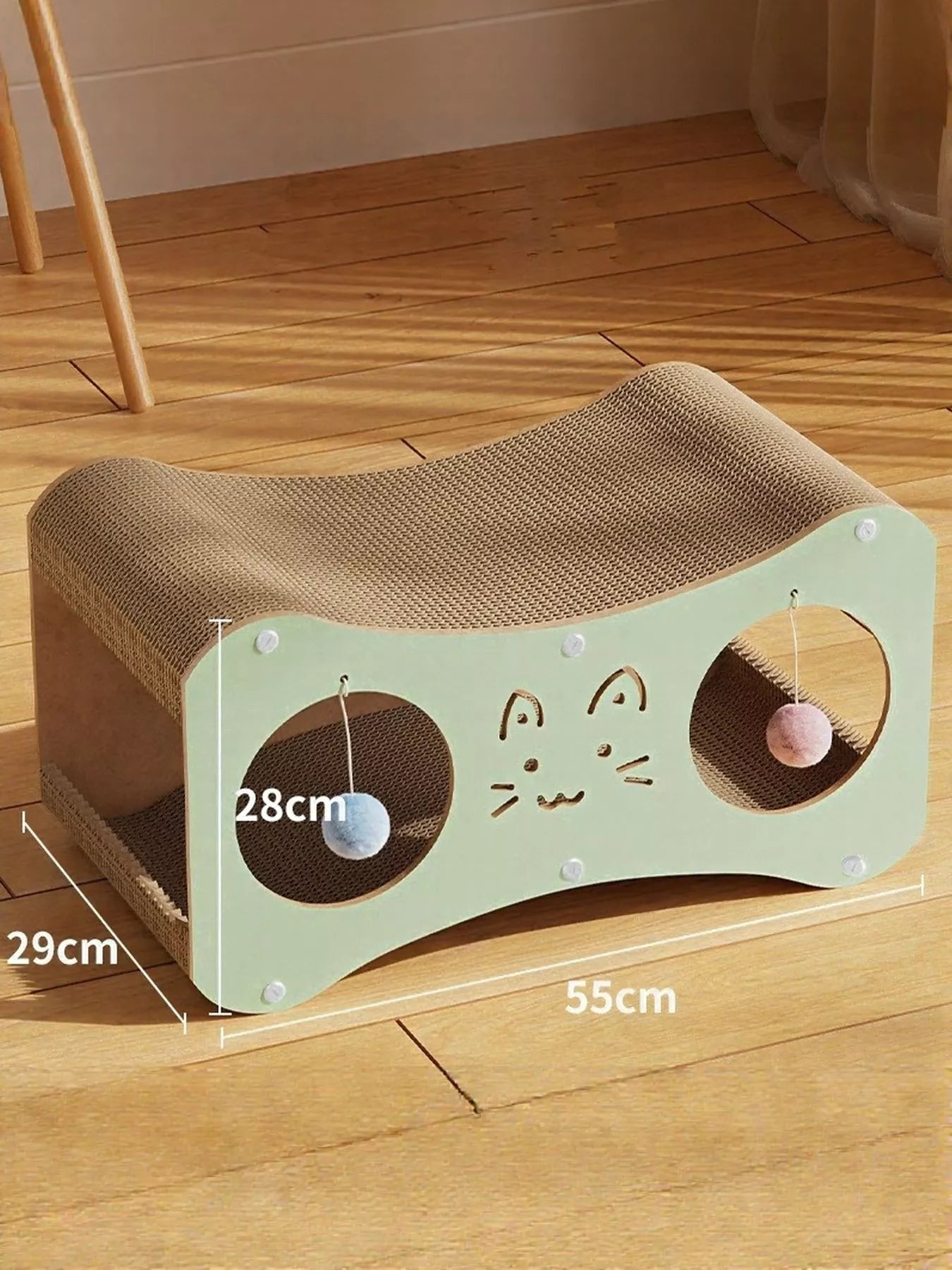 Interactive Cat Scratcher Lounge Bed with Toy Balls