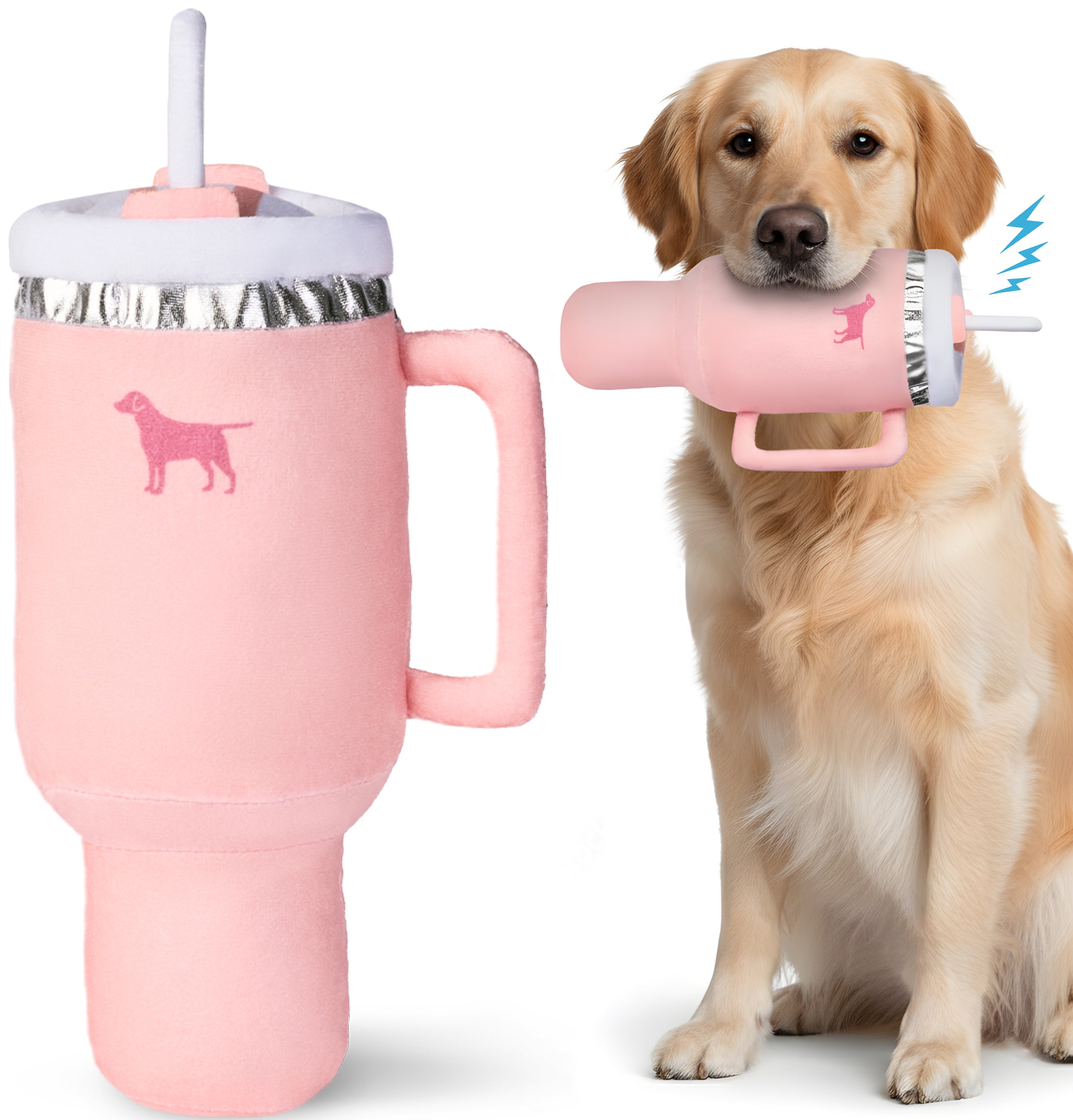PUPROAR Pup Cup Dog Toy | Cute Squeaky Plush Tumbler Dog Toy