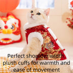 In Autumn And Winter, Cats Keep Warm. Chinese Style Of Wealth And Prosperity Bloom. New Year, Button-down Vests, Tang Suits, Little Dogs, Cotton-padded Clothes, And Pet Clothing