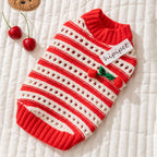 Autumn And Winter Dog Clothing, Warm, Hollowed-out Knitted Cherry Small Dog, Teddy Bichon, Cat Sweater, Pet Clothing