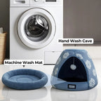 2-in-1 Cat Cave Bed Tent for Indoor Cats 19 Inch Plush