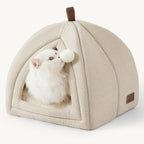 2-in-1 Cat Cave Bed – Foldable Indoor Cat Tent with Washable Cushion, Sizes S-L