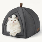 2-in-1 Cat Cave Bed – Foldable Indoor Cat Tent with Washable Cushion, Sizes S-L