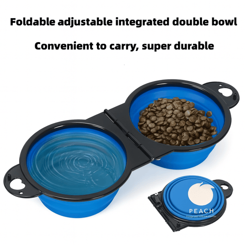 2-in-1 Foldable Dual Pet Bowl | Portable Travel Feeding and Drinking Dish