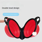 2-in-1 Foldable Dual Pet Bowl | Portable Travel Feeding and Drinking Dish