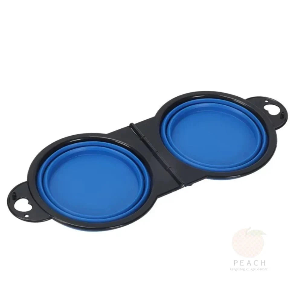2-in-1 Foldable Dual Pet Bowl | Portable Travel Feeding and Drinking Dish