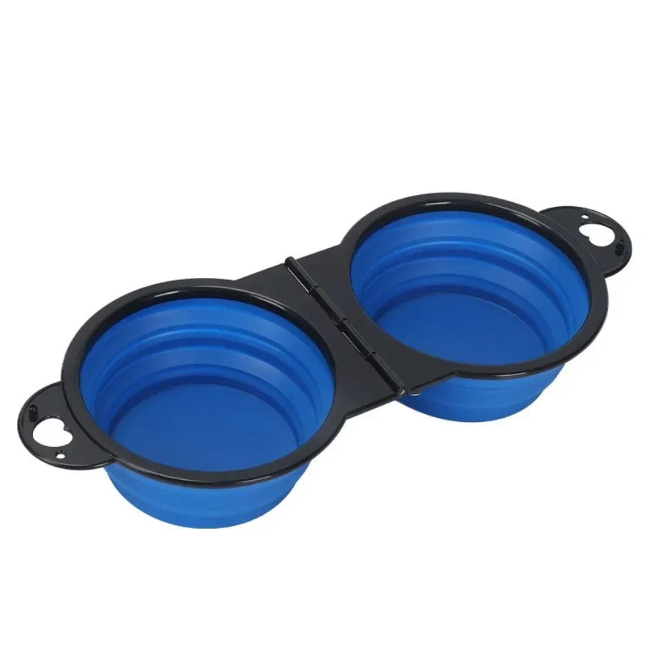 2-in-1 Foldable Dual Pet Bowl | Portable Travel Feeding and Drinking Dish
