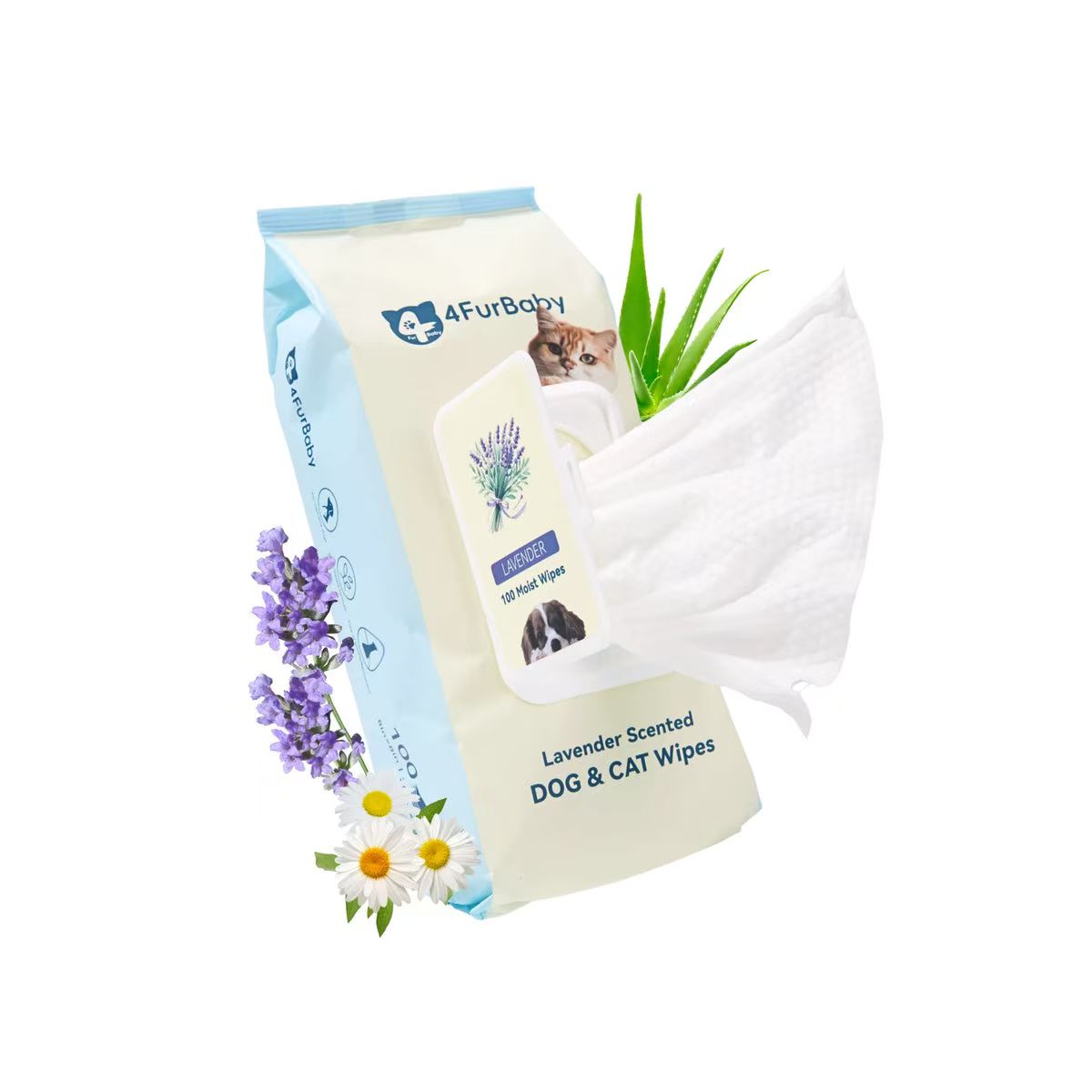 4FurBaby Dog & Cat Grooming Wipes, Plant-Based, Hypoallergenic, 400 Count