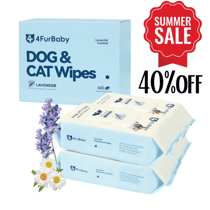 4FurBaby Dog & Cat Grooming Wipes, Plant-Based, Hypoallergenic, 400 Count