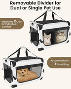 Large Cat Carrier for 2 Cats Soft Sided Travel Crate Up to 55lbs
