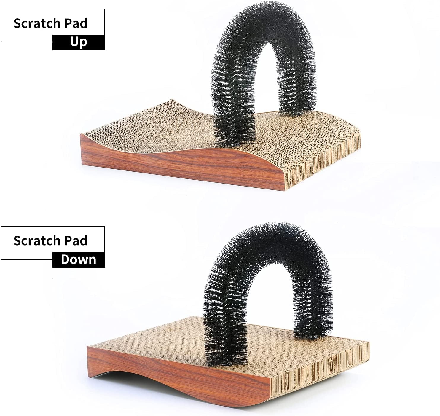 Cat Self Groomer Arch Scratcher Massager Toy with Scratch Pad for Cats