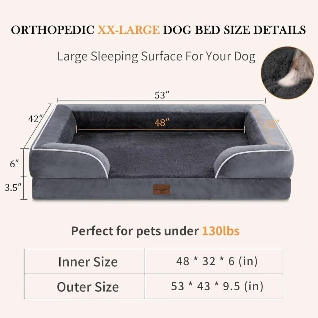 Waterproof Orthopedic Foam Dog Bed Extra Large Dark Grey
