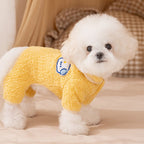 Dog Pajamas, Thick Plush Cartoon Work Clothes, Winter Pet Dog Clothes, Puppy One-piece Suits, Pet Cat Lapel Coats, Cute Girl Outfits For Puppies