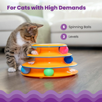 3-Tier Cat Track Toy – Interactive Spinning Ball Tower for Active Cats