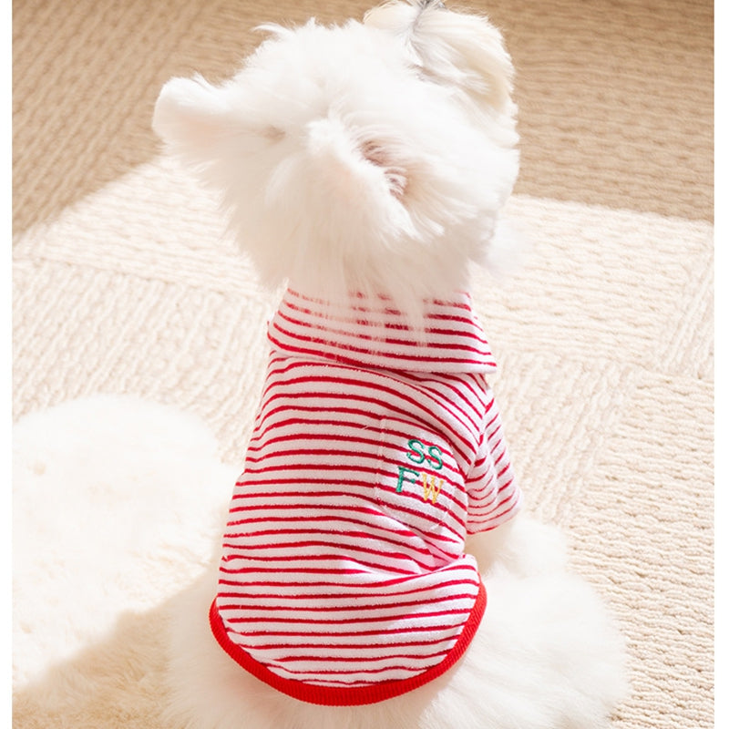 Autumn And Winter New Two-legged Warm Fleece Clothing For Pets, Small And Medium-sized Dogs, Dogs, Cats, Bichon Frises And Puppies, Striped Clothes