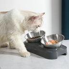 Easy To Clean Stainless Steel Cat Bowl Dog Food And Water Bowls With Stand Metal Cats Dogs Double Single Pet Feeding Feeder Bowl