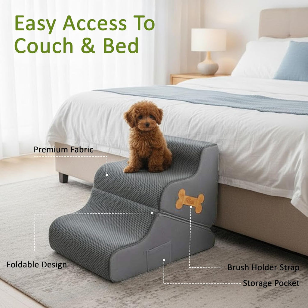 Dog Ramp for Bed Foldable 2 in 1 Stairs Foam Non Slip Pet Steps
