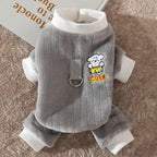 Autumn And Winter Warm Cartoon Dog Four-legged Coat, Bear Towing Fleece Coat, Cat Small Dog Bichon Frise Pet Dog Clothes