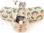3-Way Collapsible Tunnel Cat Toy with Ball & Peek Hole for Indoor Cats & Kittens