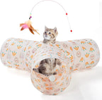 3-Way Collapsible Tunnel Cat Toy with Ball & Peek Hole for Indoor Cats & Kittens