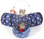 3-Way Collapsible Tunnel Cat Toy with Ball & Peek Hole for Indoor Cats & Kittens