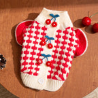 Cute Cherry Small Dog Sweater Soft Girl Dog Cardigan Clothes Turtleneck Warm Pet Puppy Knitted Pullover Princess Dogs Cats Outfits