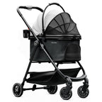 Pet Stroller 4 Wheel Dog Cat Foldable Removable Carrier 33lb Black