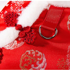 Autumn And Winter New Year's Clothes For Cats And Dogs, Festive Chinese-style Brocade Two-legged Cotton-padded Jackets, Blue Cat And Kitten Tang Suits And Vests