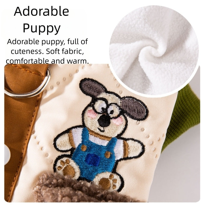 Warm And Thick Maillard Pocket Patch Four-legged Cotton Coat For Dogs In Autumn And Winter. Pet Clothing For Small And Medium-sized Dogs And Cats