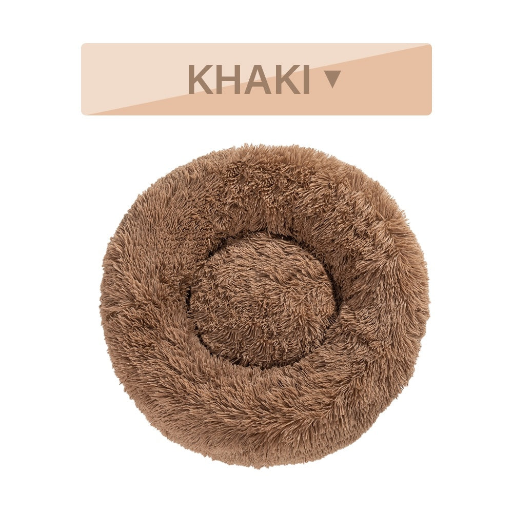 Fluffy Donut Calming Pet Bed — 16 Colors, Sizes S–XL