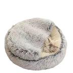 Semi-Enclosed Long Plush Pet Bed — 5 Colors, 4 Sizes