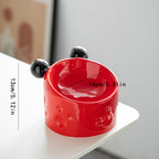 Ceramic High-footed Pet Cat Bowl With Neck Protection, Double Bowl Anti-spill Food And Water Dish For Cats And Dogs, Tilted Stand To Protect Cervical Spine