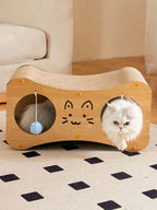 Interactive Cat Scratcher Lounge Bed with Toy Balls