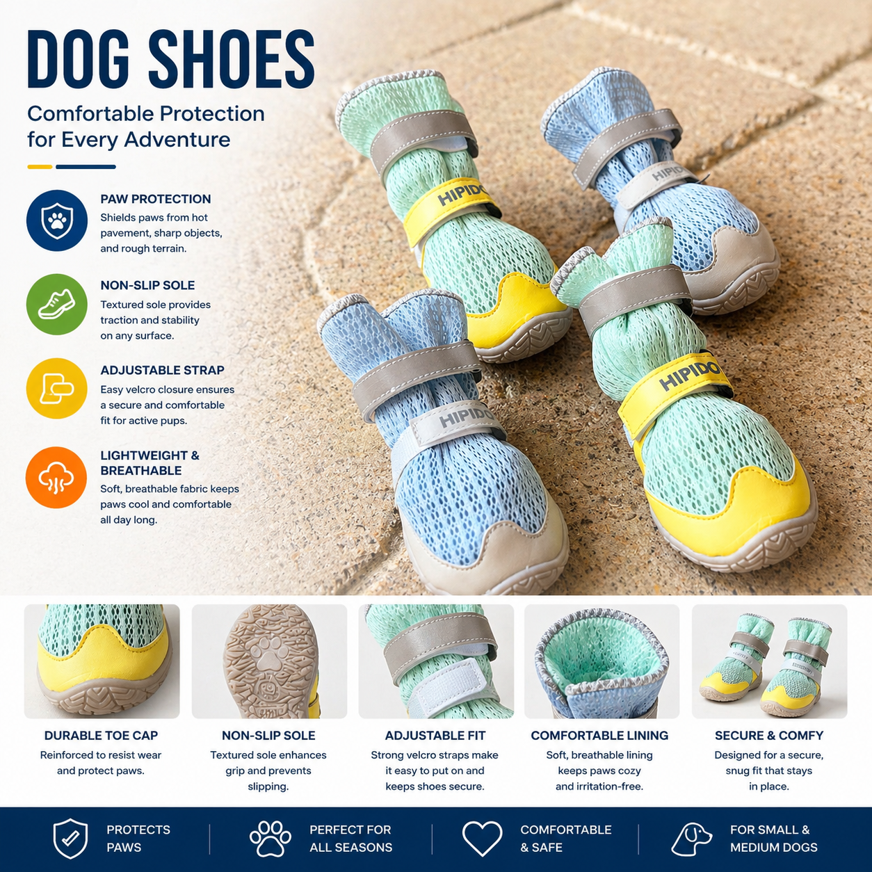 Breathable Mesh Dog Shoes | Non-Slip Summer Pet Boots