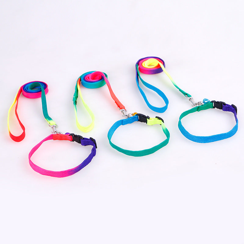 Round rainbow color cat leash dog chain