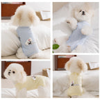 Spring And Summer Dogs, Small And Medium-sized Dogs, Simple And Fashionable Fabric Label Baby Belly Clothes, Cat Four-legged Air-conditioned Suits, Pet Clothes