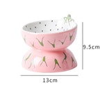 Ceramic Raised Cat Bowl 5In Elevated Wide Cat Bowl For Food And Water Anti Vomiting Tilted Pet Feeder Dish For Indoor Cats And Small Dogs