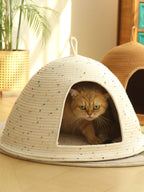 Cozy Rope Woven Cat Cave Bed with Handle